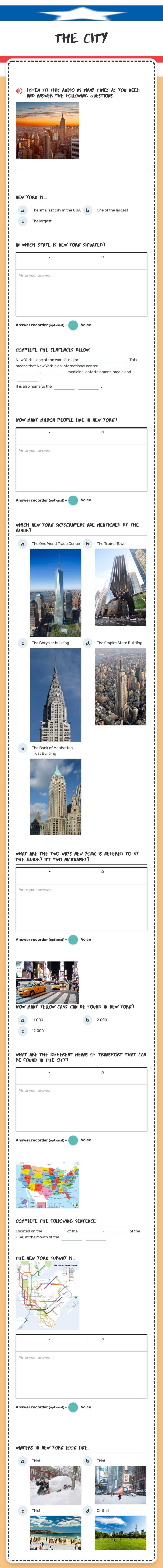 The city worksheet preview image