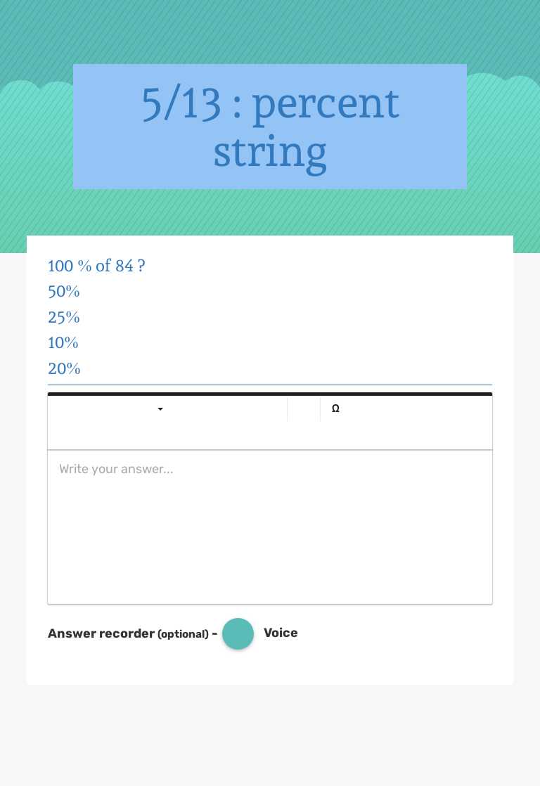 5/13 : percent string worksheet preview image
