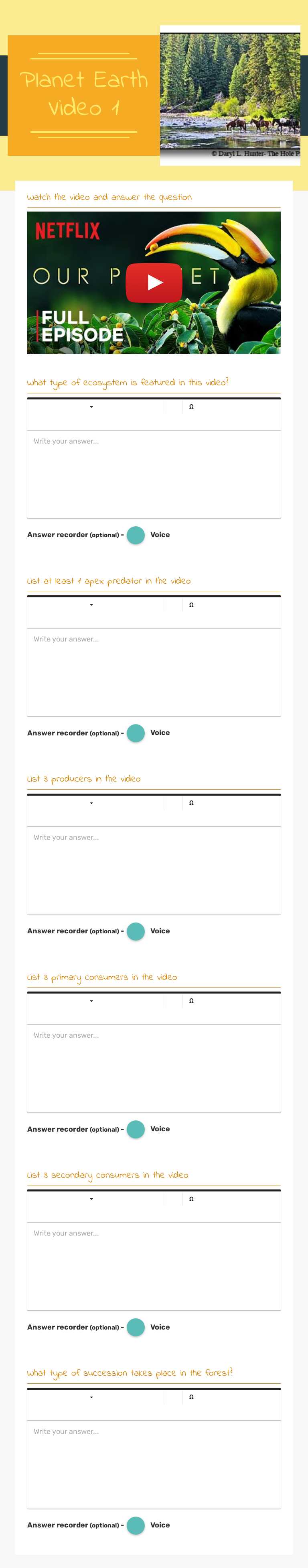 Planet Earth  Video 1 worksheet preview image