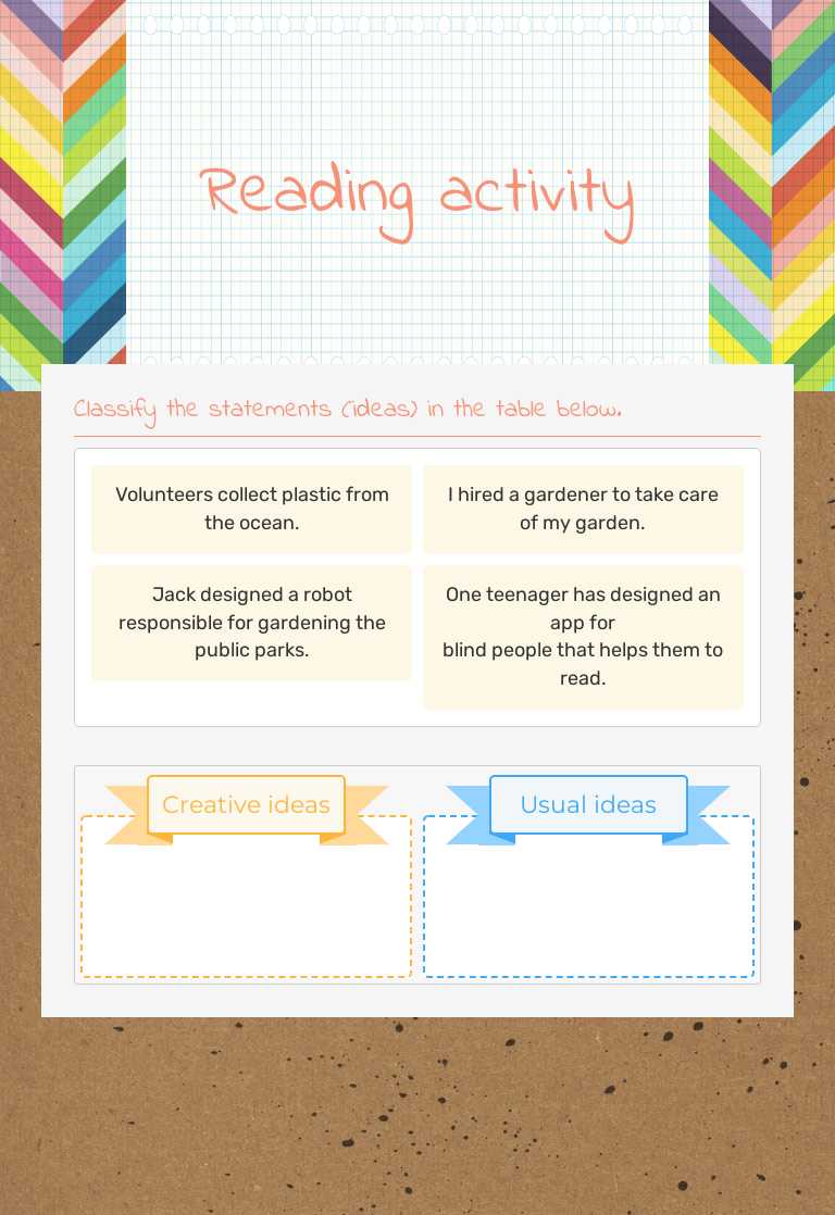 Reading activity worksheet preview image