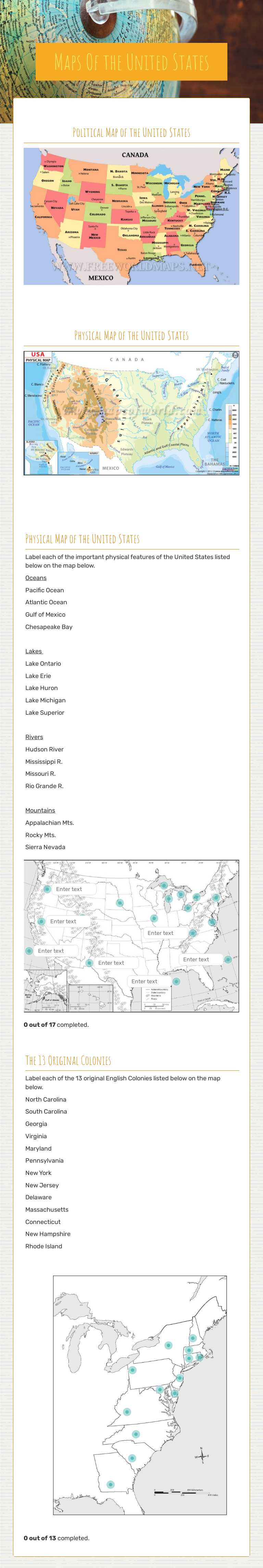 Maps Of the United States worksheet preview image