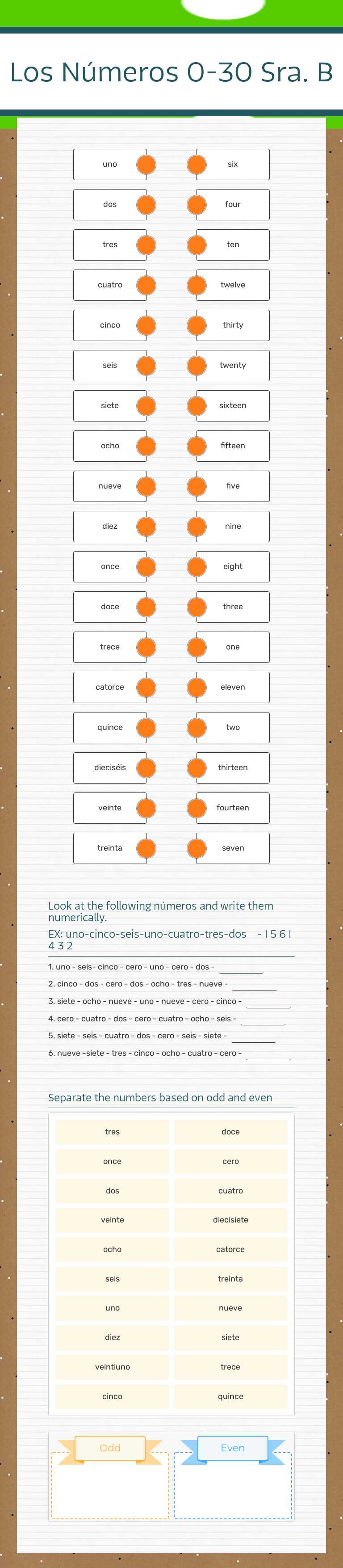 Los Números 0-30
Sra. B worksheet preview image