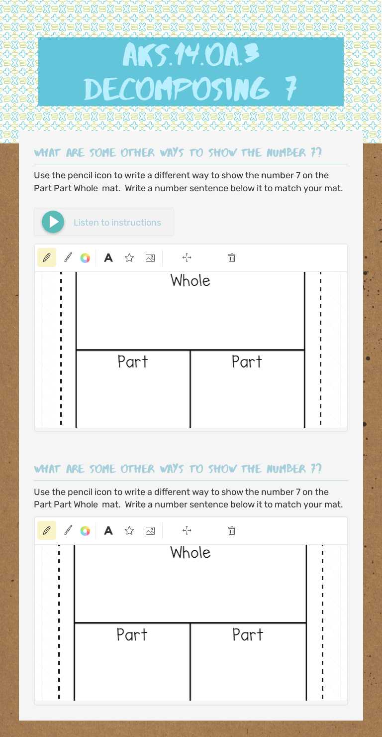 AKS.14.OA.3   Decomposing 7 worksheet preview image