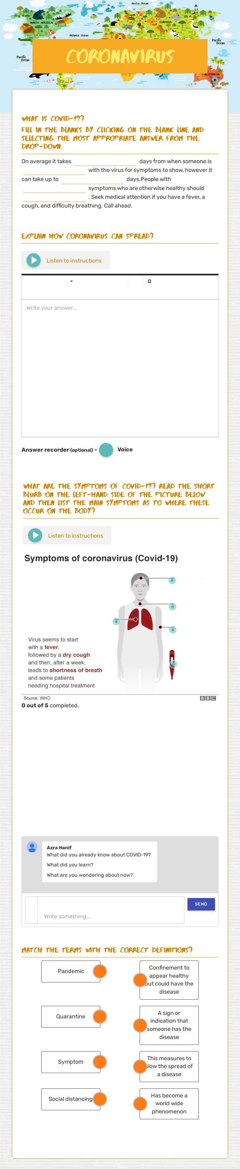 Coronavirus Grade 7 worksheet preview
