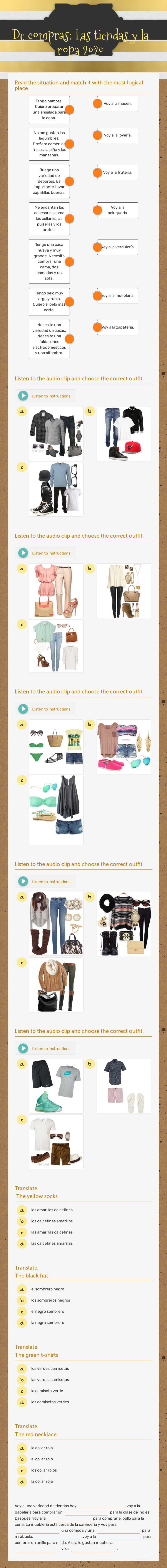 De compras: Las tiendas y la ropa 2020 worksheet preview image