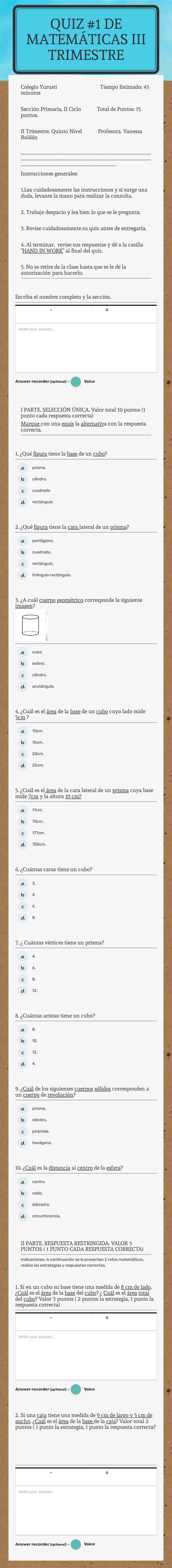 QUIZ #1 
DE MATEMÁTICAS
iii trimestre worksheet preview image