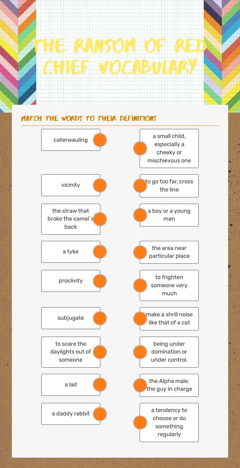 The ransom of red chief vocabulary Grade 11 worksheet preview