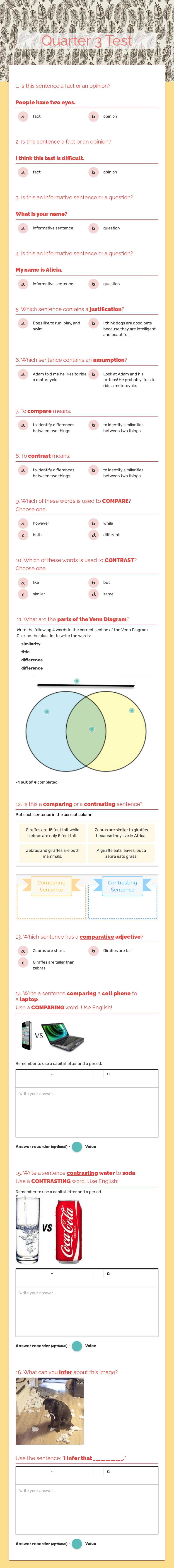Quarter 3 Test worksheet preview image