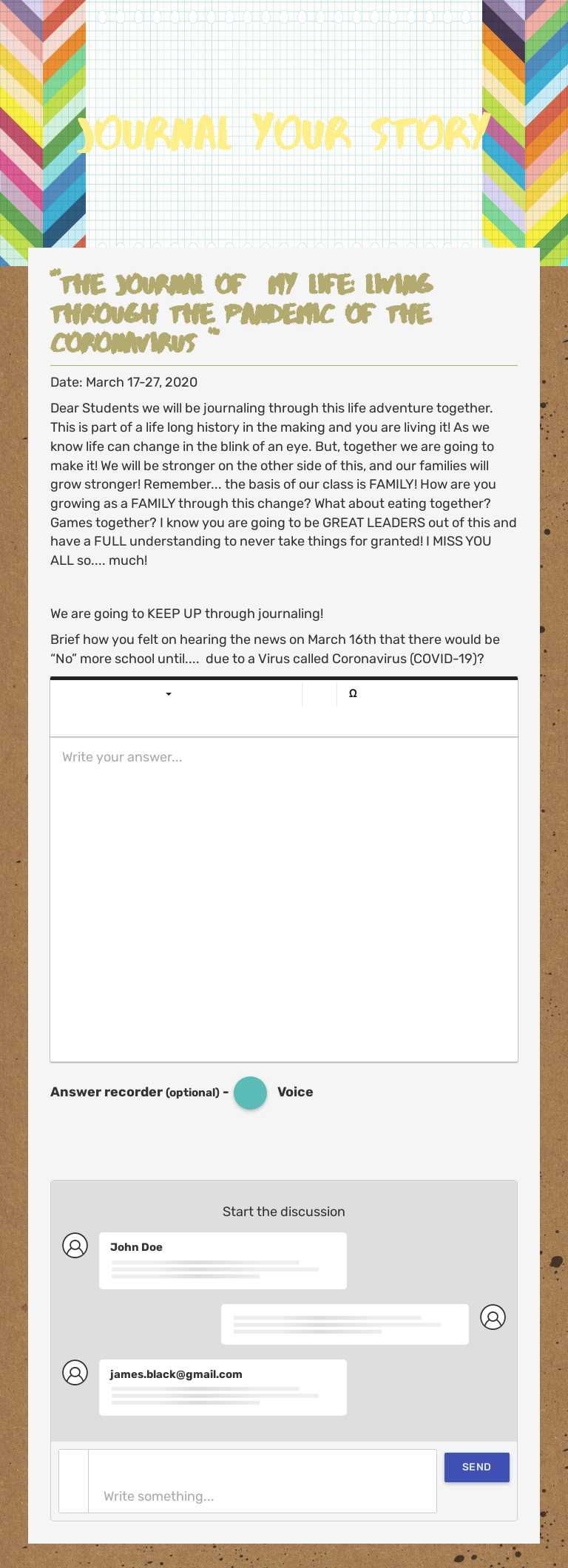 Journal Your Story worksheet preview image