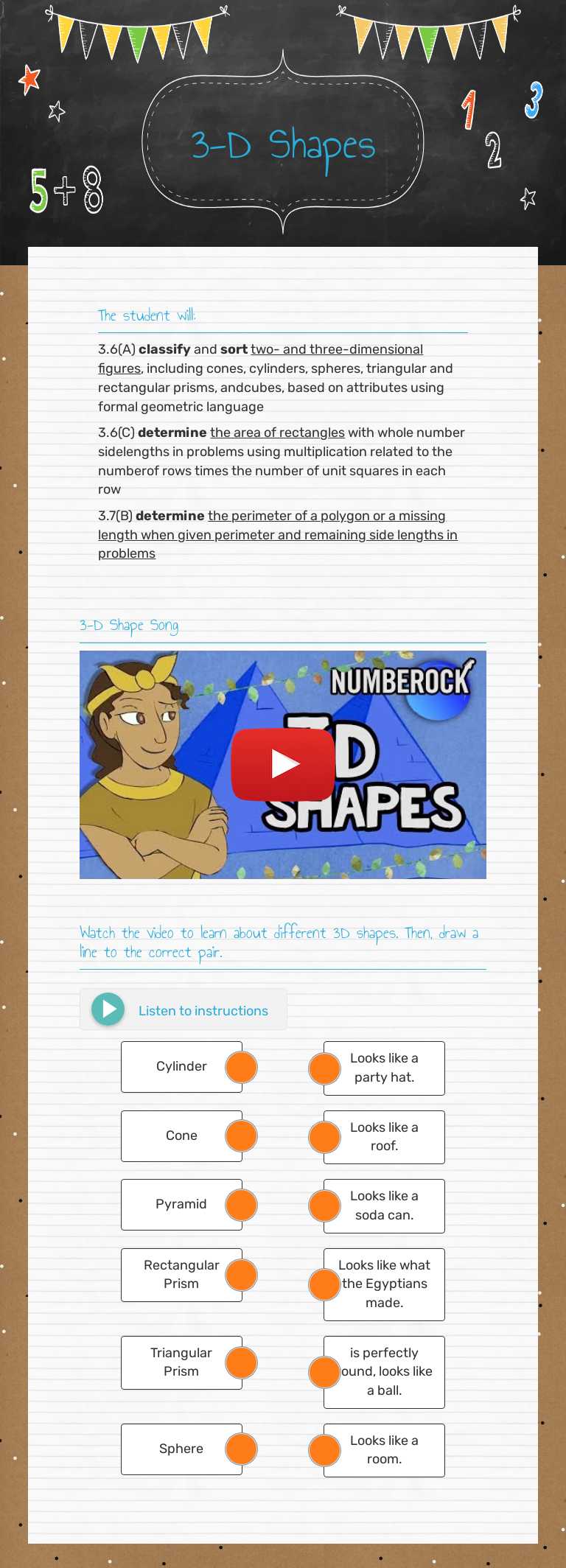 3-D Shapes worksheet preview image