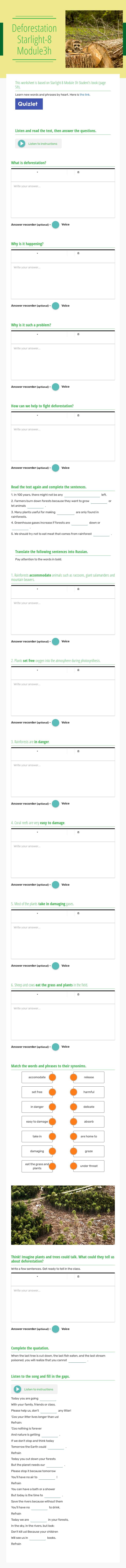Deforestation
Starlight-8 Module3h worksheet preview