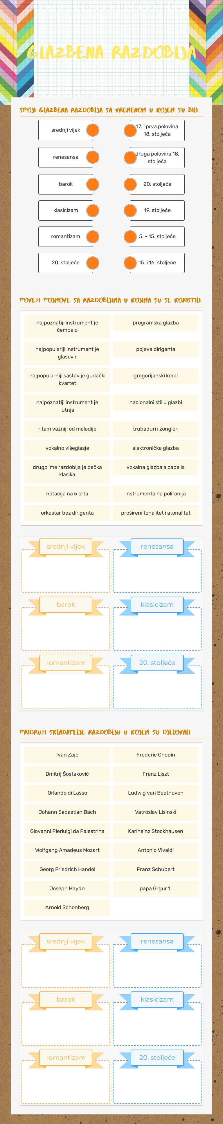 GLAZBENA RAZDOBLJA worksheet preview image