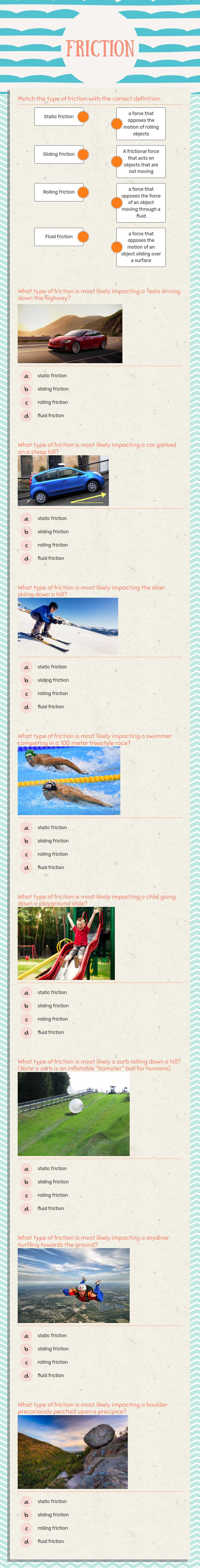 Friction worksheet preview image
