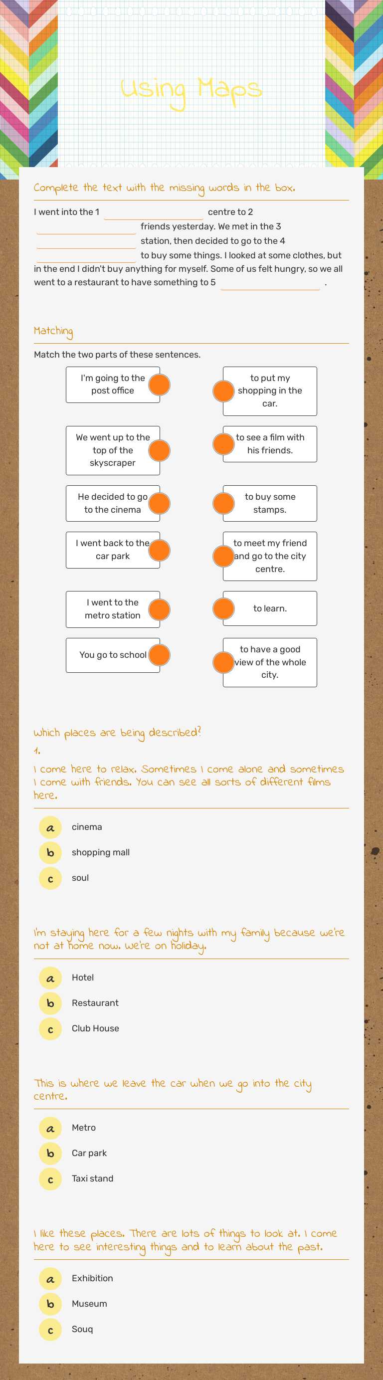 Using Maps worksheet preview image