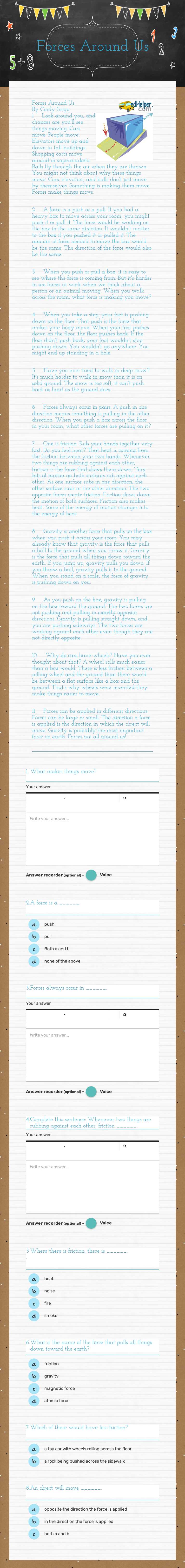Forces Around Us worksheet preview image