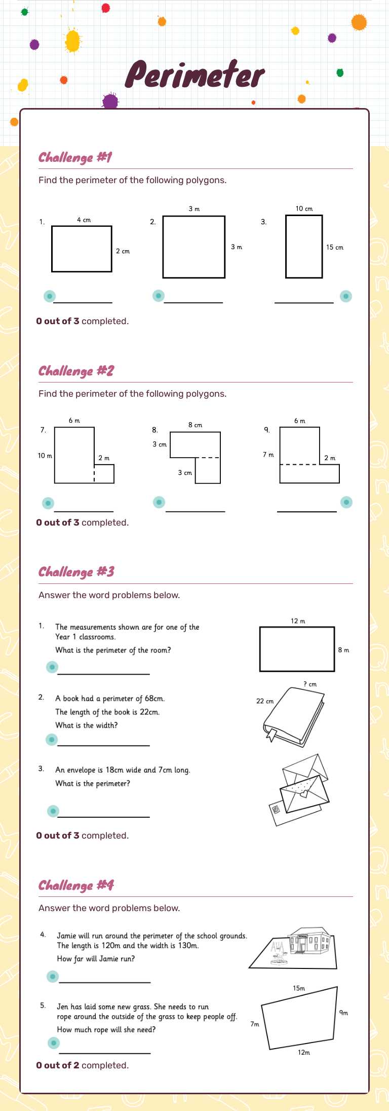 Perimeter worksheet preview image