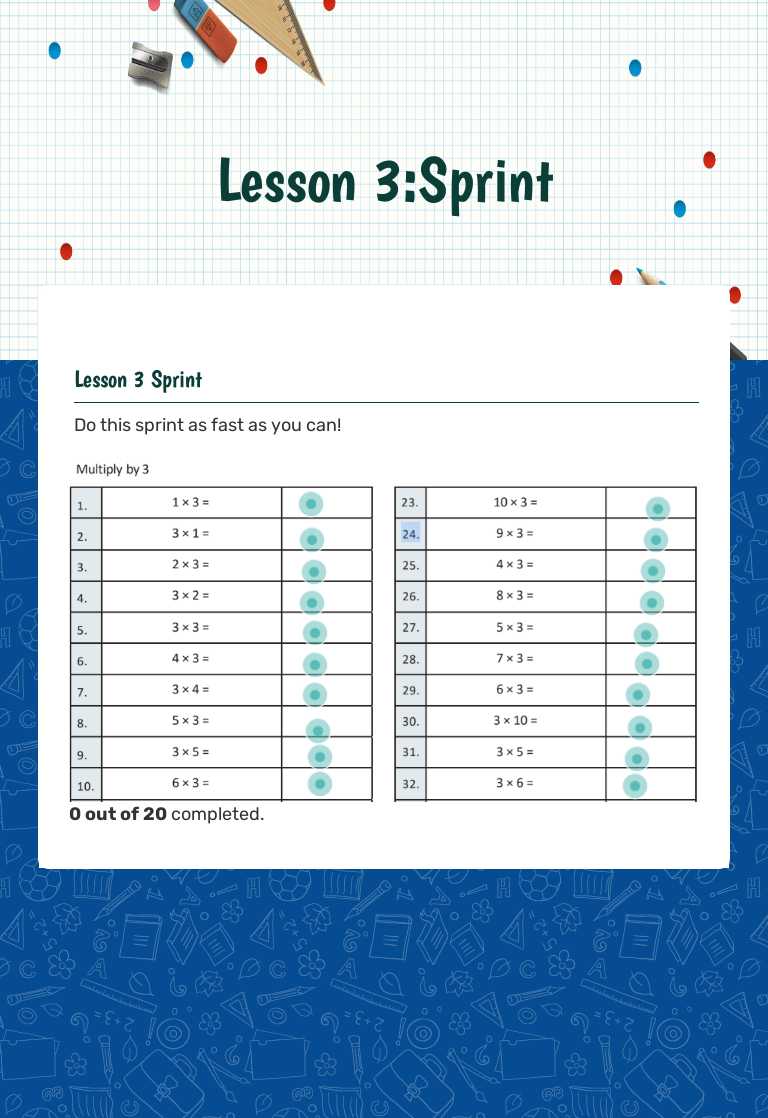 Lesson 3:Sprint worksheet preview image