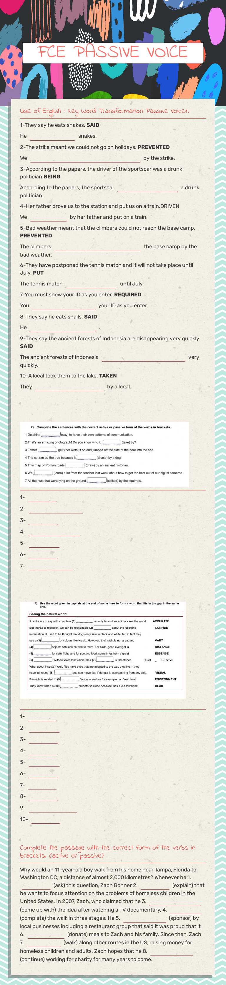 FCE PASSIVE VOICE worksheet preview image