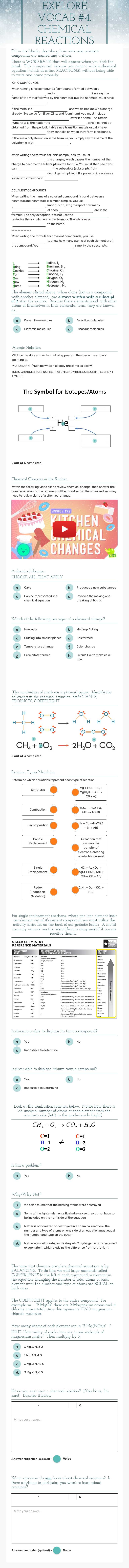 EXPLORE VOCAB #4:
CHEMICAL REACTIONS worksheet preview image
