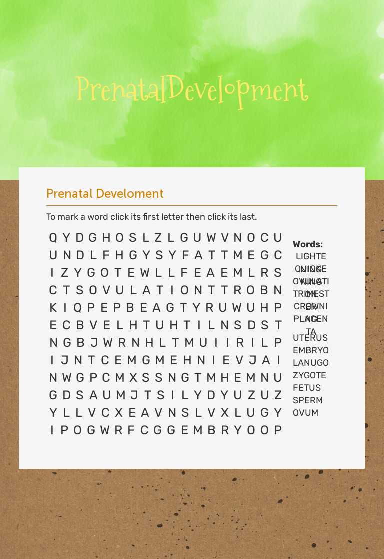 PrenatalDevelopment worksheet preview image