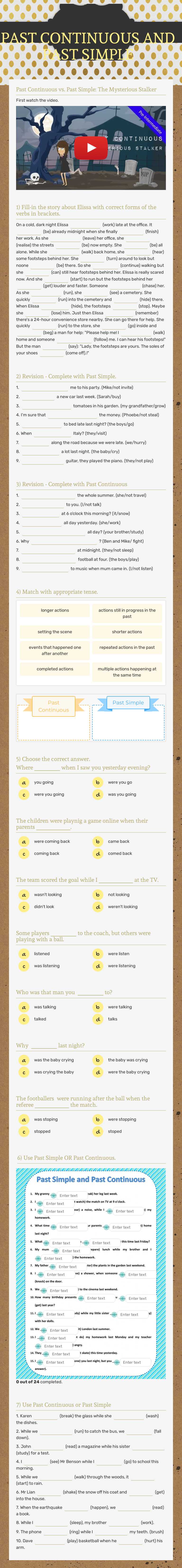 PAST CONTINUOUS AND PAST SIMPLE Other worksheet preview