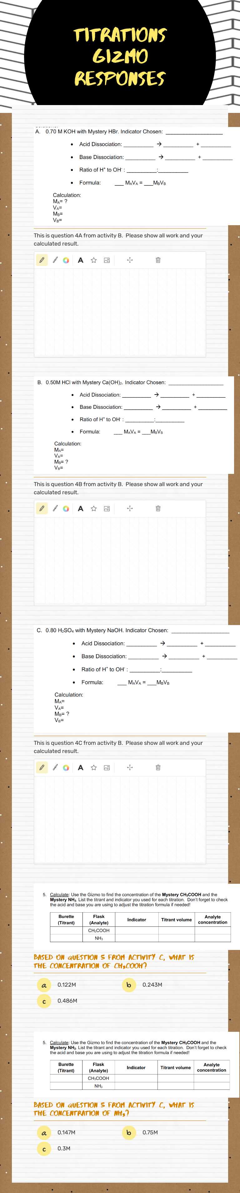 Titrations Gizmo Responses worksheet preview image