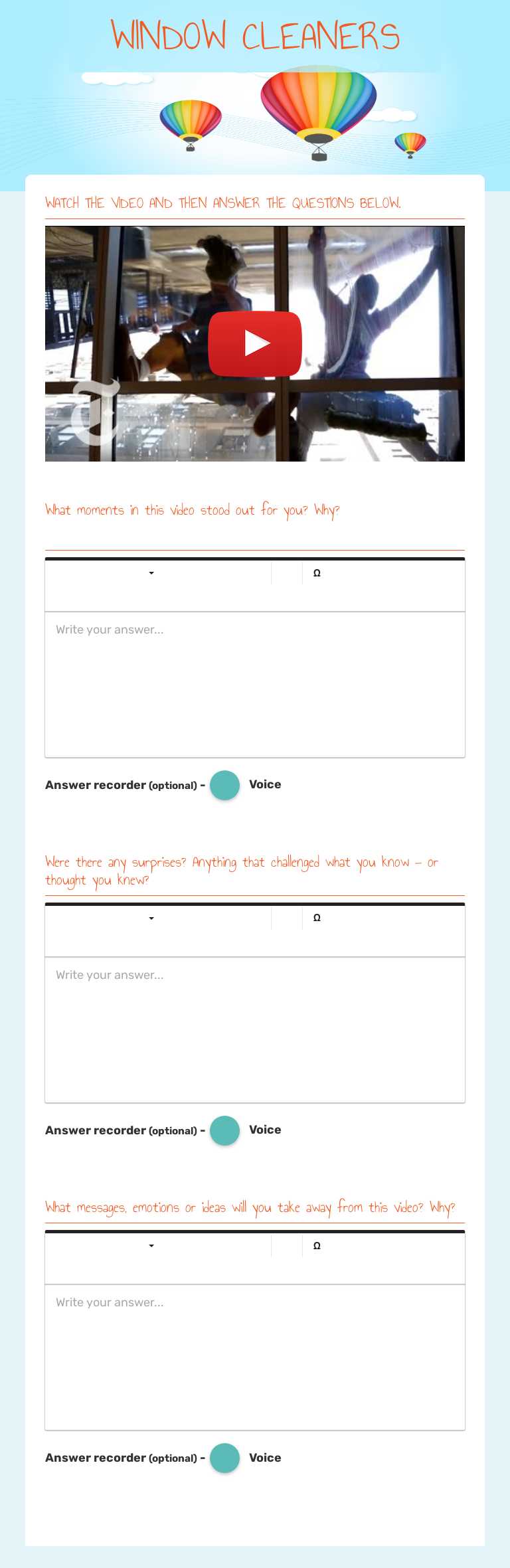 WINDOW CLEANERS worksheet preview image