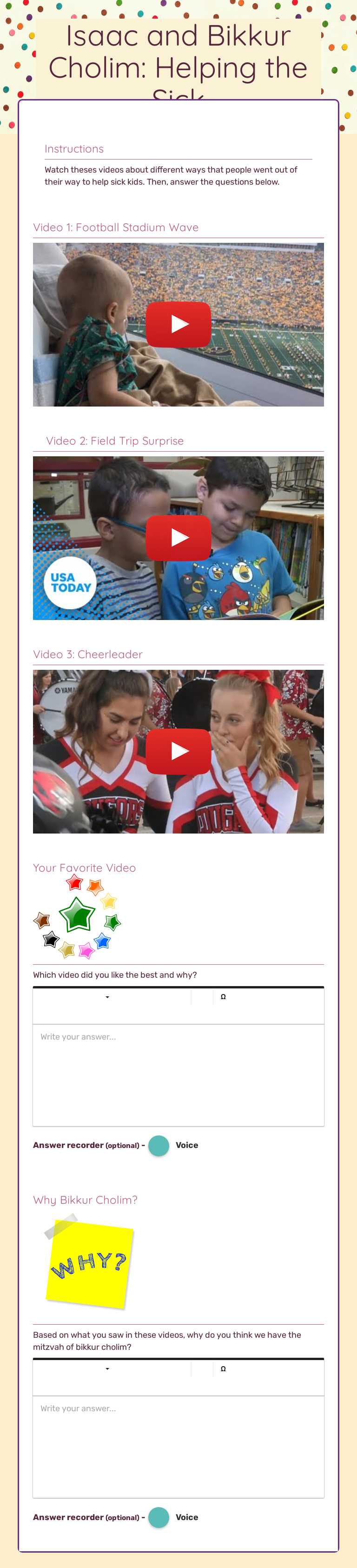 Isaac and Bikkur Cholim: Helping the Sick worksheet preview image