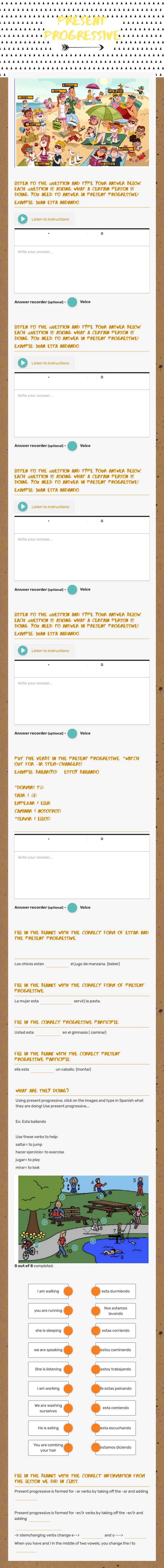 Present Progressive worksheet preview image