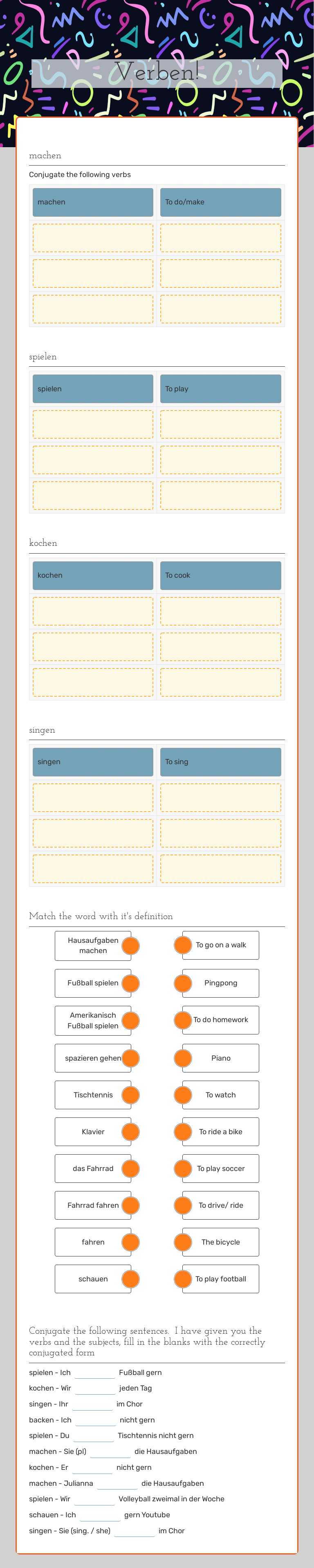 Verben! worksheet preview image