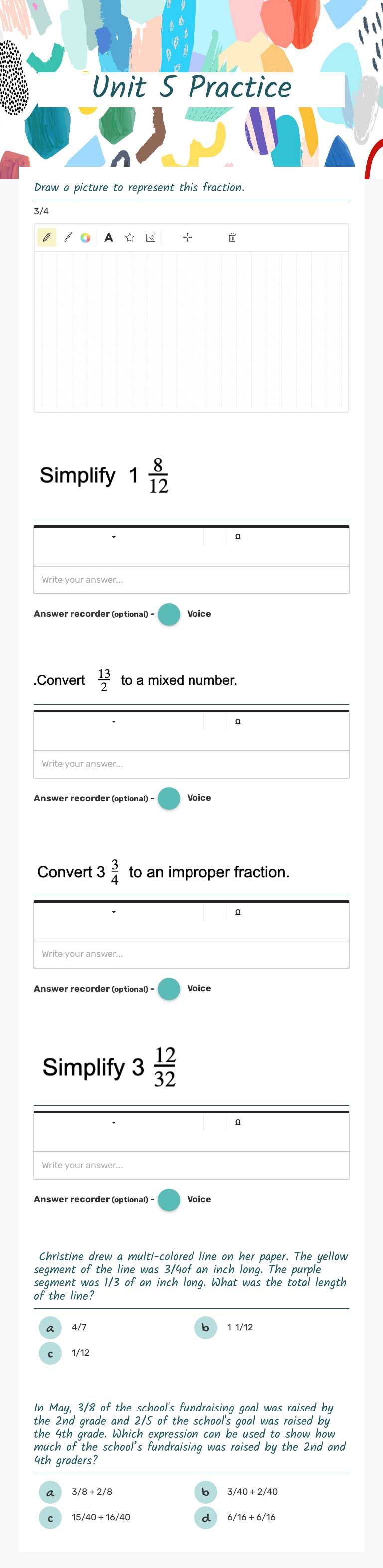 Unit 5 Practice worksheet preview image