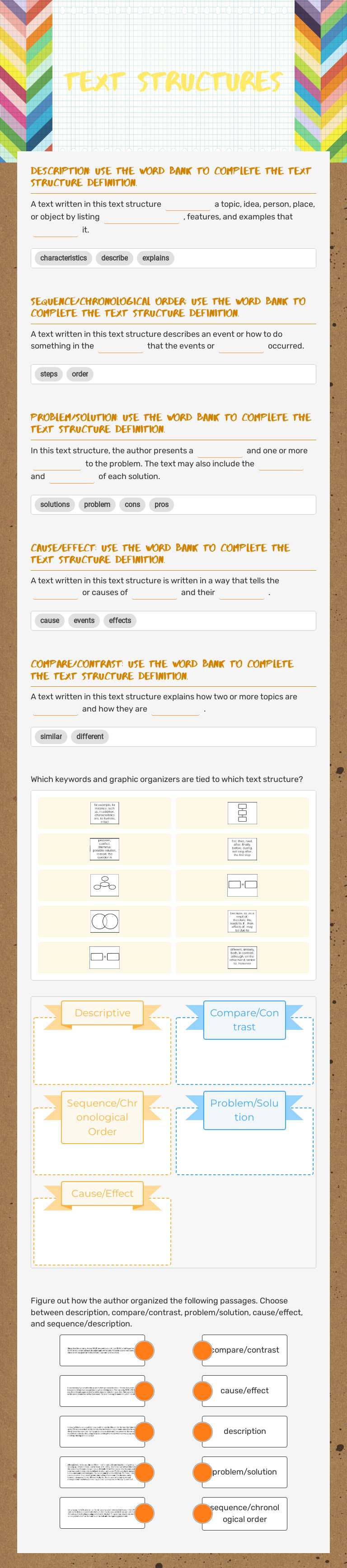Text Structures Grade 4 worksheet preview