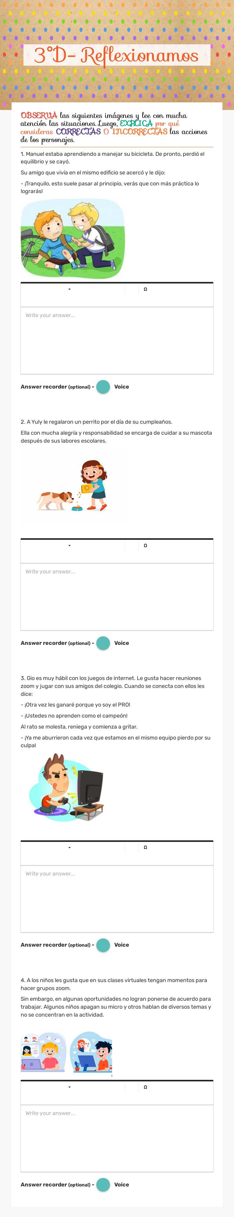 3°D- Reflexionamos worksheet preview image