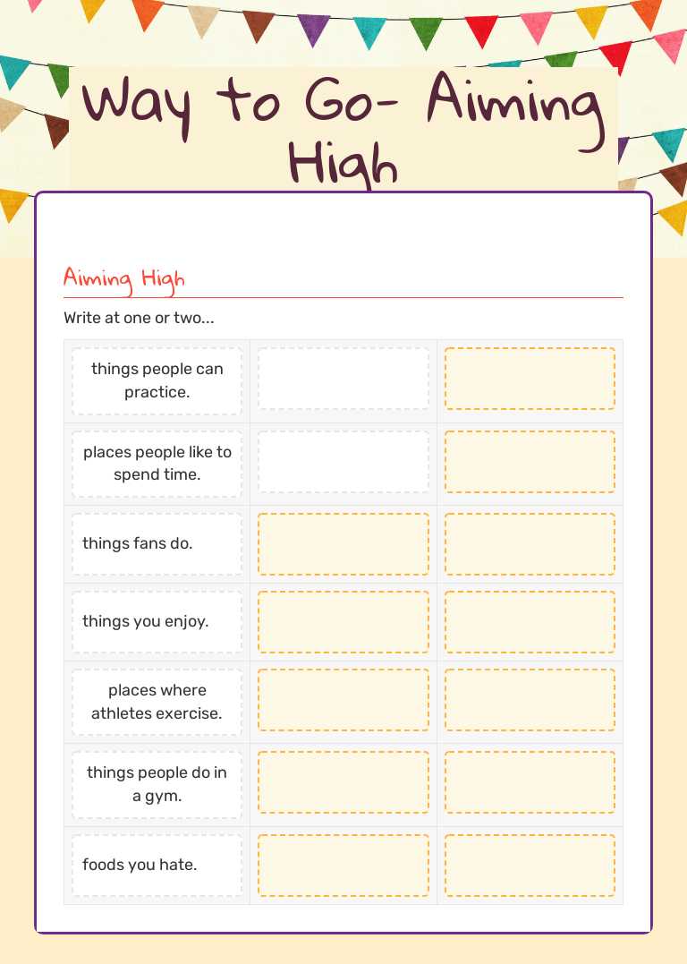 Way to Go- Aiming High worksheet preview image