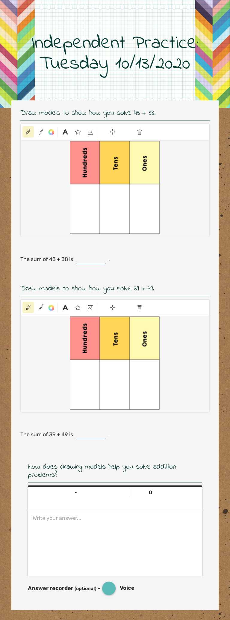 Independent Practice: Tuesday 10/13/2020 Grade 3 worksheet preview