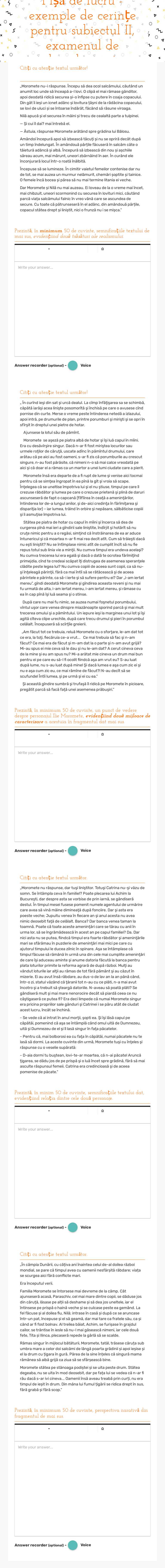 Fișă de lucru - exemple de cerințe pentru subiectul II, examenul de bacalaureat worksheet preview