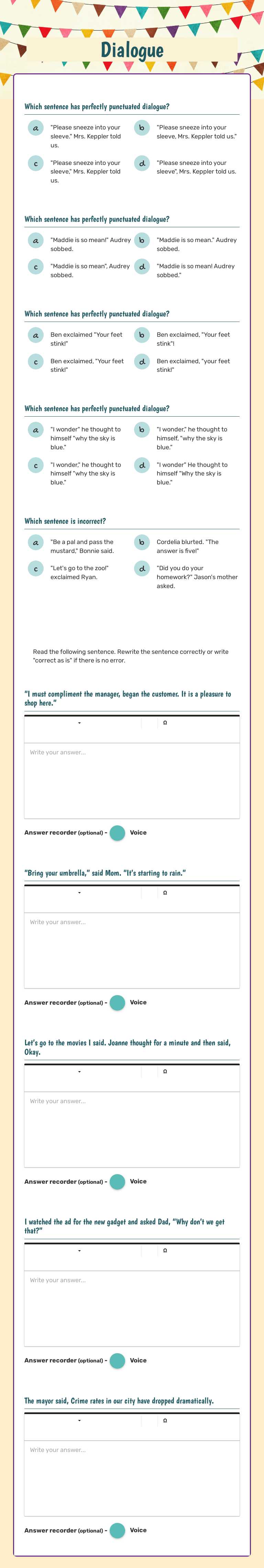 Dialogue worksheet preview
