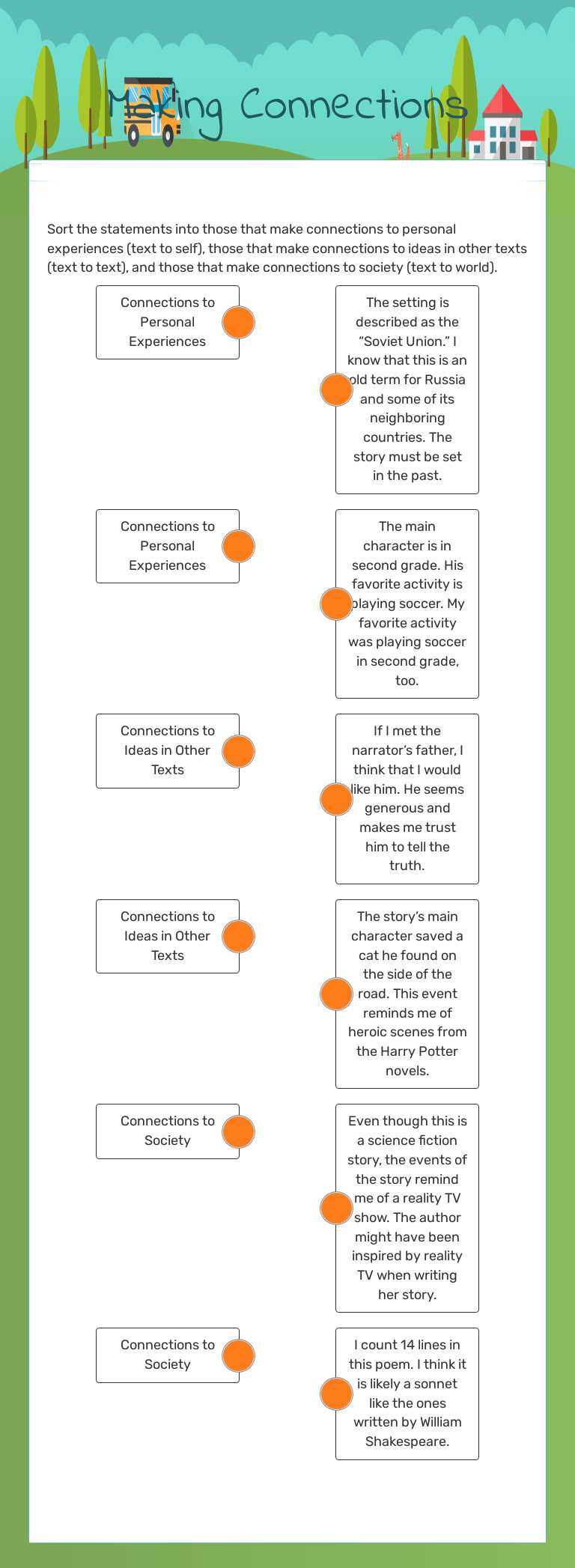 Making Connections worksheet preview image