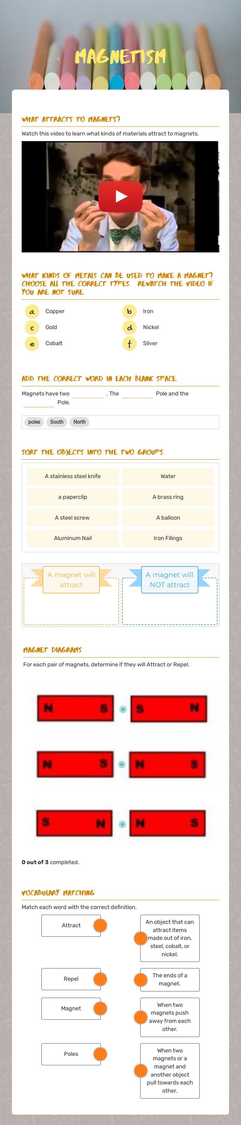 Magnetism worksheet preview image
