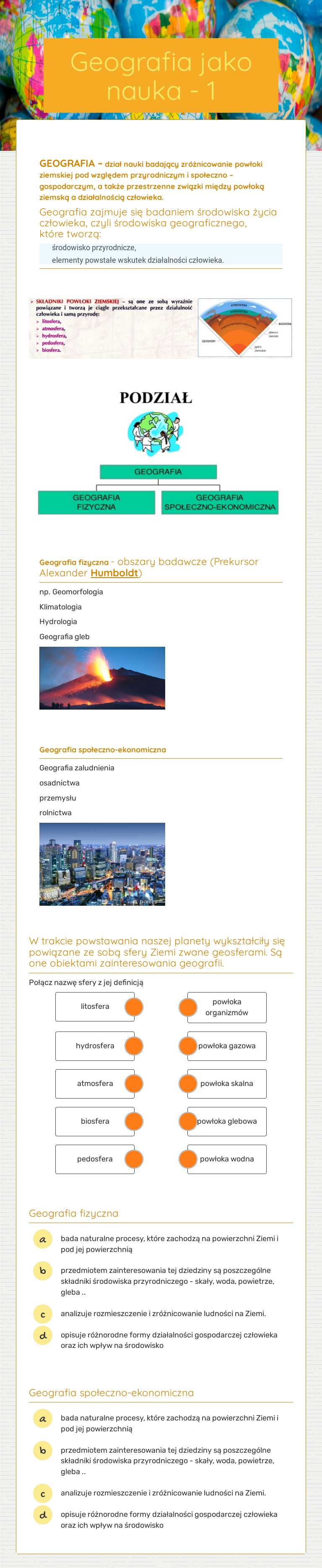 Geografia jako nauka - 1 worksheet preview image