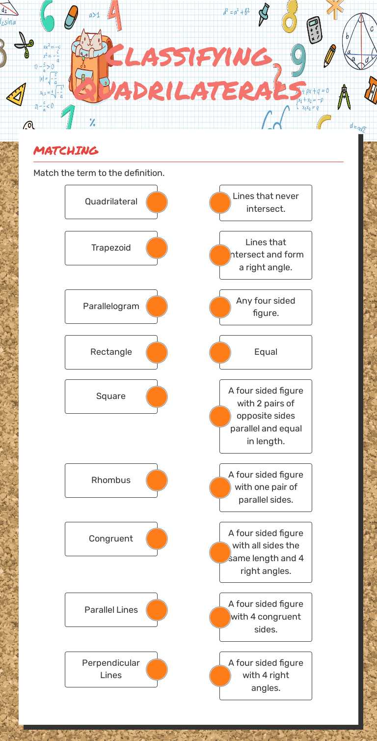 Classifying Quadrilaterals Grade 5 worksheet preview