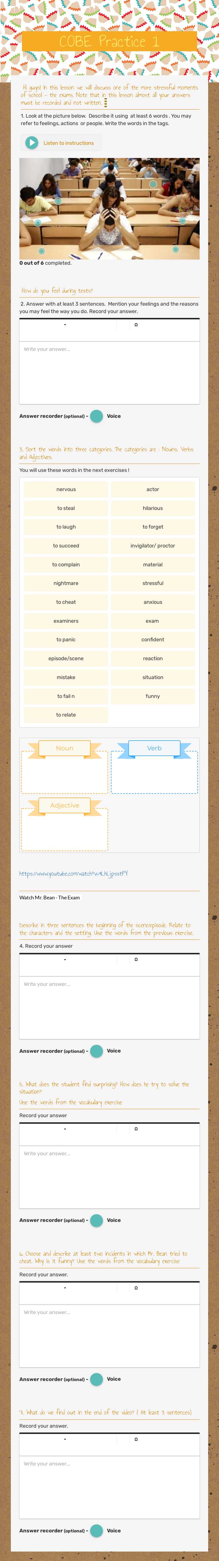COBE Practice 1 worksheet preview image