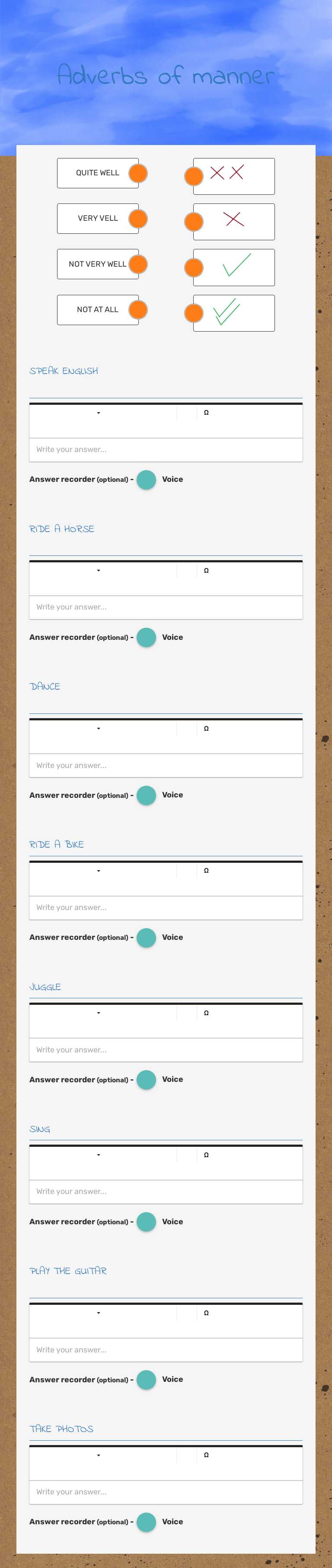 Adverbs of manner worksheet preview image