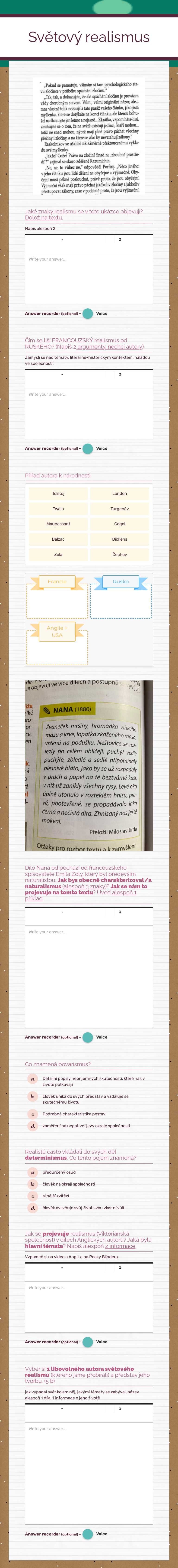 Světový realismus Other worksheet preview