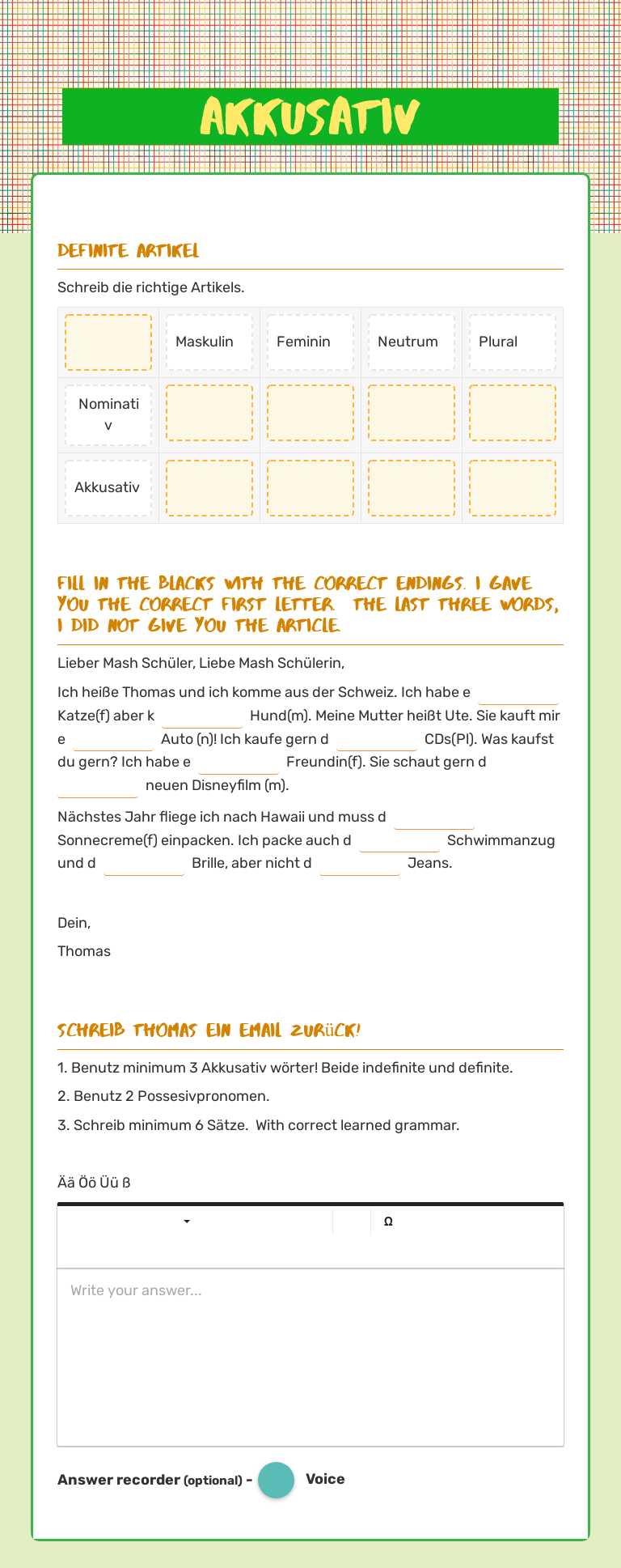 Akkusativ worksheet preview image