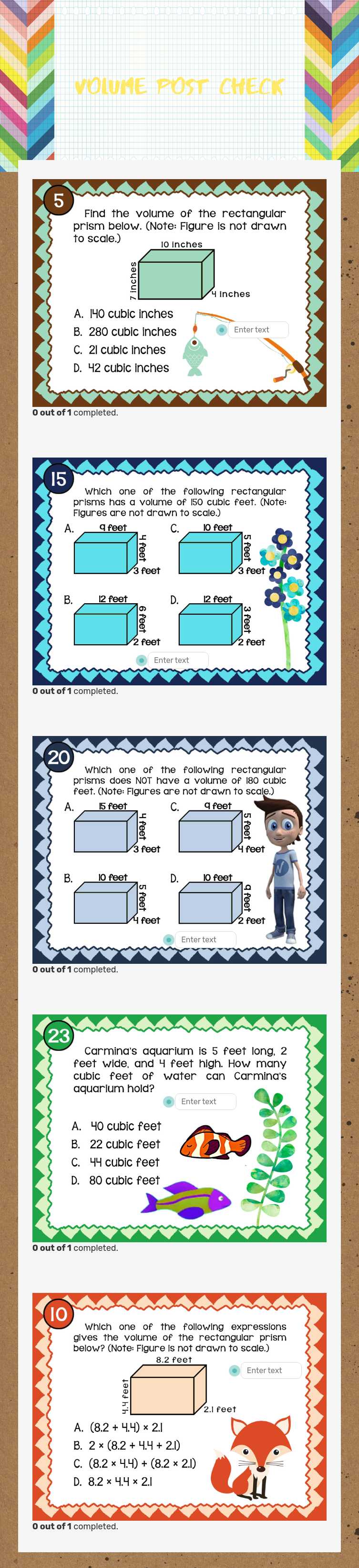 Volume post check Grade 5 worksheet preview