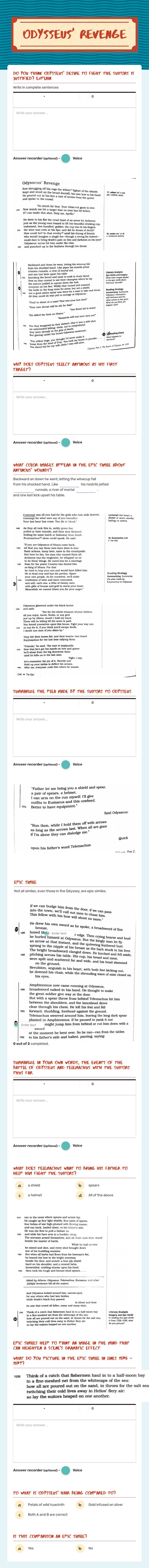 Odysseus' Revenge worksheet preview image