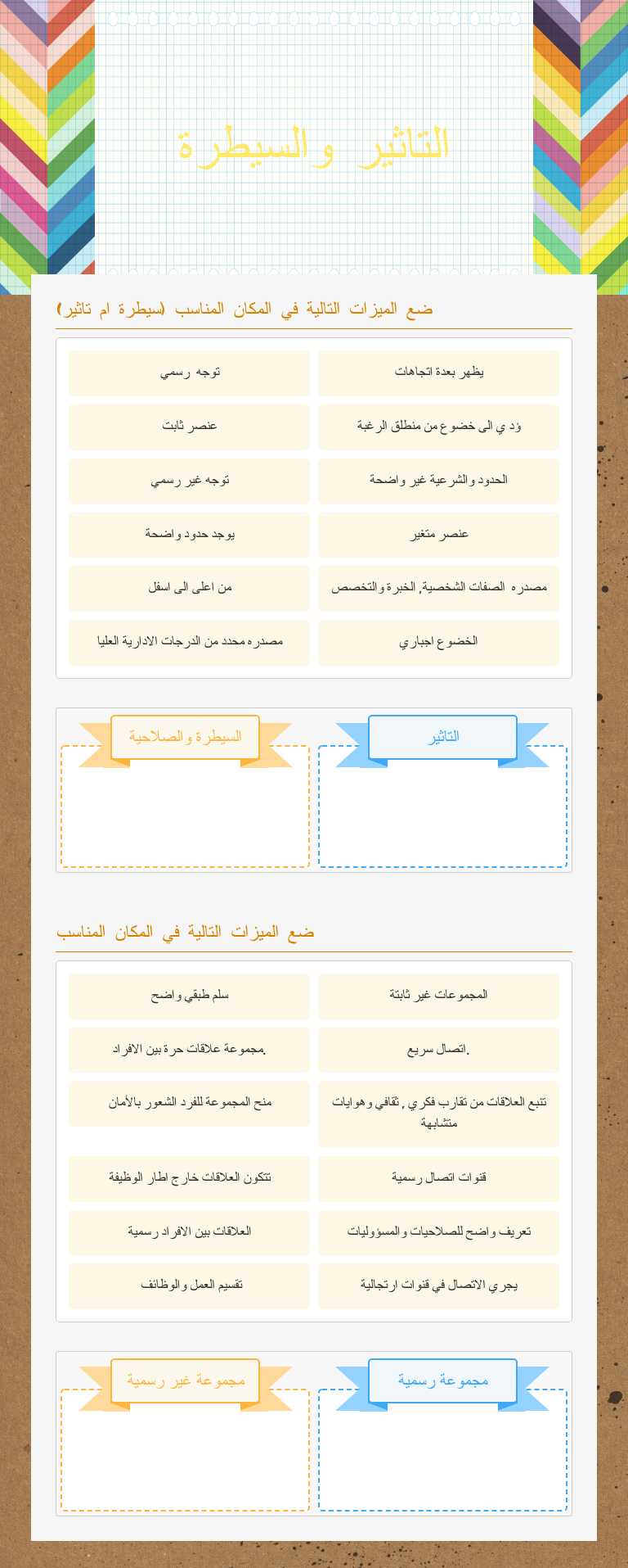التاثير والسيطرة worksheet preview image