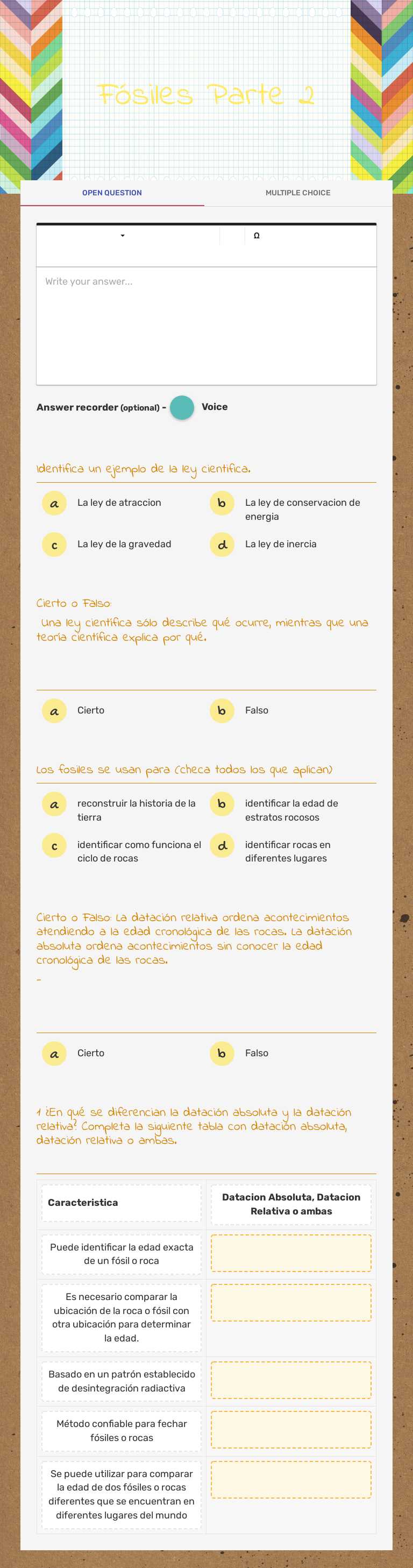 Fósiles Parte 2 worksheet preview image