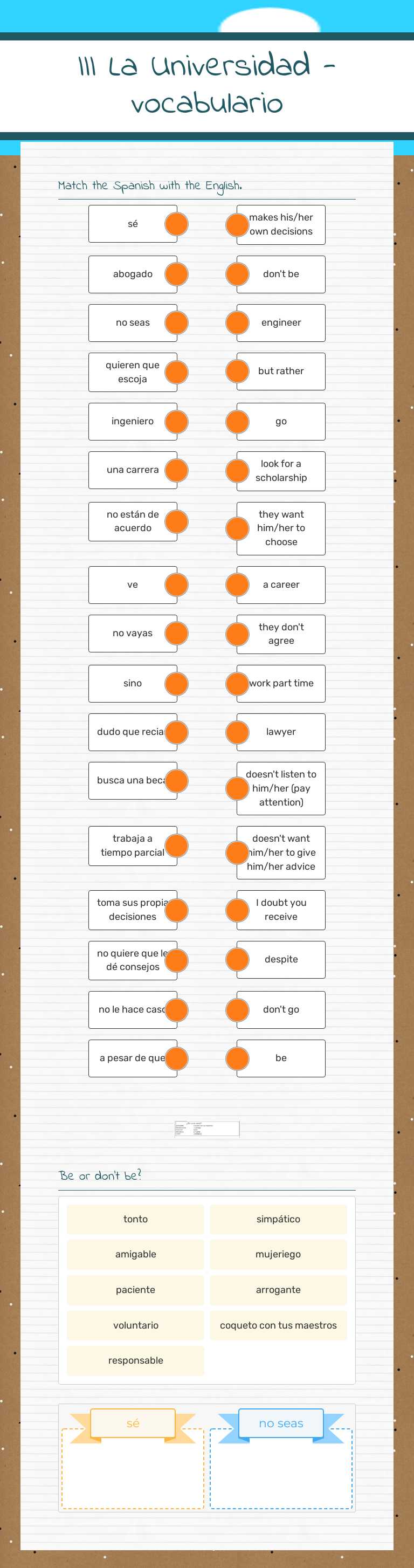 III La Universidad - vocabulario worksheet preview image